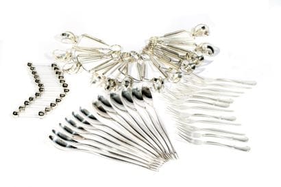 Set includes 12 snail tongs, 6 snail forks...