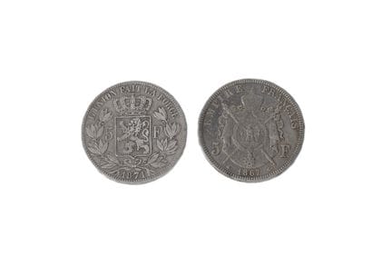 5 FRANCS Napoleon III with laurel wreath,...