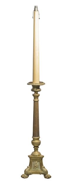 Large electrified candlestick in bronze or...