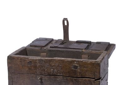 Rectangular chest made of solid natural wood,...