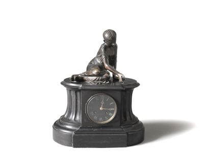 Bronze grandfather clock with a patina finish...