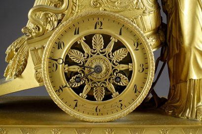 Rare et grande Pendule au Char de Cérès.
La...