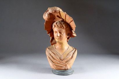 M... (daté 1840).
Buste de jeune Femme au...