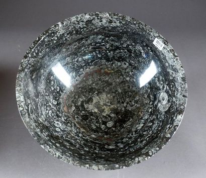 Vasque.
Marbre gris fossile, poli. Diamètre :...
