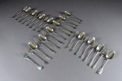Lot de Couverts à Dîner.
With violin neck,...