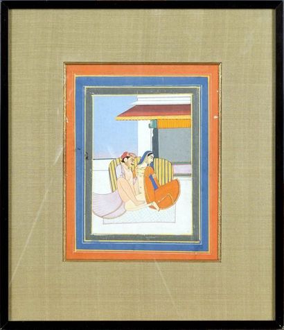Ecole des Indes.
Exotic couple. Gouache on...