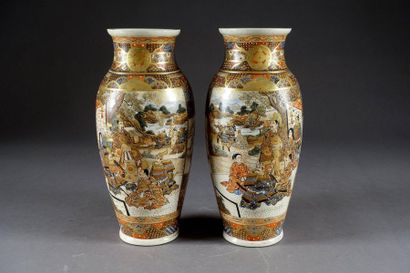 Satsuma.
Pair of curved neck vases. Fine...