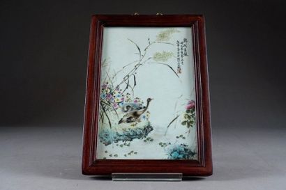 Plaque.
A Qianjiang enamel on a glaze, with...