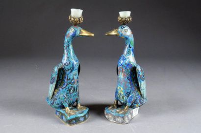 Chine - Période Qing.
Pair of candleholders...