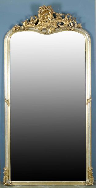 Grand Miroir de Cheminée de Style Louis XV.
Fronton...