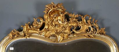 Grand Miroir de Cheminée de Style Louis XV.
Fronton...