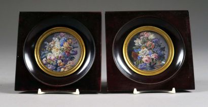 PERRIN
Paire de Miniatures.
A la gouache,...