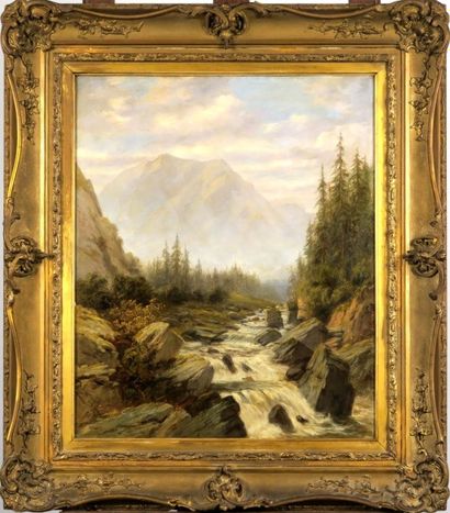 Joseph Morris
La Cascade.
Huile sur toile,...
