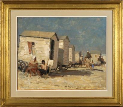 Henri LOGELAIN (1889-1968)
Ostende, les Cabines.
Huile...