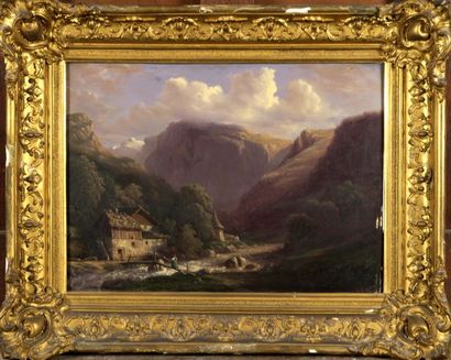 J. V
Paysage de la Rivière.
Huile sur panneau...