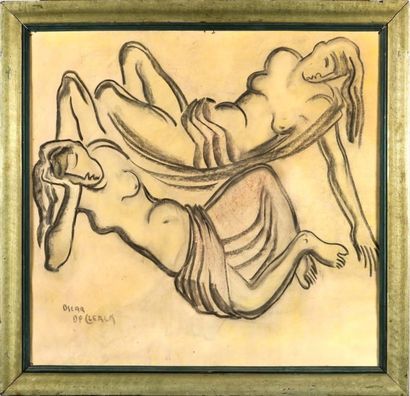 OSCAR DE CLERCK (1892-1968)
Les Amies.
Fusain...
