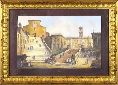 École italienne
Vue du Capitole à Rome.
Gouache
HAUT....