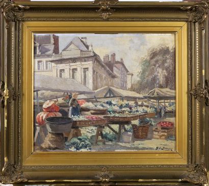 Ecole Belge
Marché aux Légumes.
Huile sur...