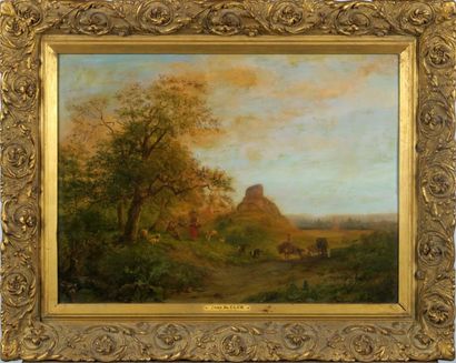 César de COCK (1823-1904)
Paysage animé.
Huile...