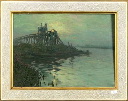 Albert Isidore DEVOS (1868-1950)
L'Estacade.
Huile...
