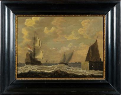 École HOLLANDAISE du XIXe siècle
Marine.
Huile...