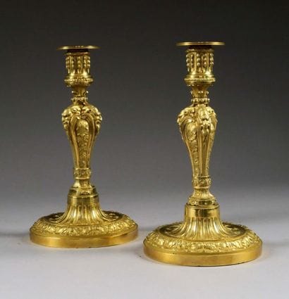 Paire de Bougeoirs Transition Louis XV/Louis...