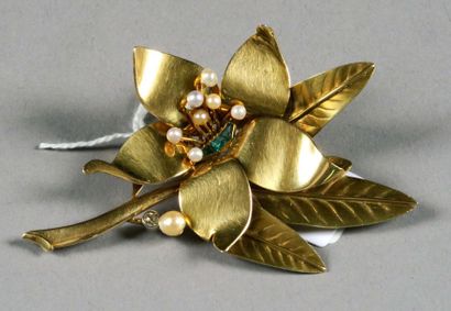Broche de style Floral.
Agrémentée de perles...