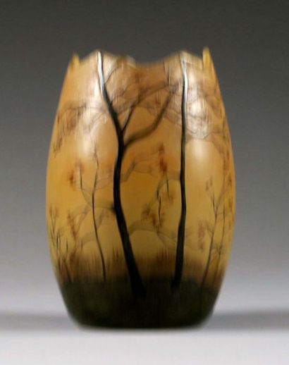 LEGRAS
Vase ovoïde à col découpé.
Verre givré...