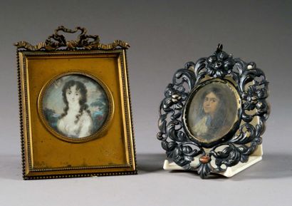 Deux Miniatures Portrait d'Homme.
Huile sur...