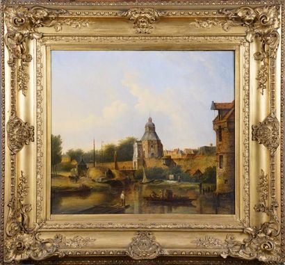 Jan-Hendrik Verheyen (1778-1846)
Vue d'Utrecht.
Huile...