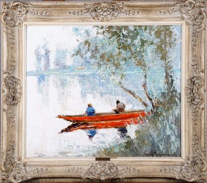 Paul HAGEMANS (1884-1959)
La Barque rouge.
Huile...