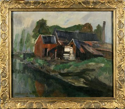 Armand Apol (1879-1950)
Chaumières.
Huile...