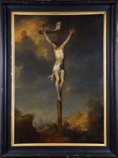 Ecole Flamande - XVIIe/XVIIIe siècle
La Crucifixion.
Huile...