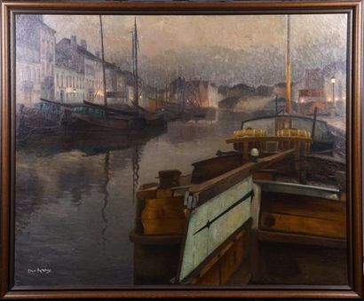 Edgar Bytebier (1875-1940)
Le Canal de Bruxelles.
Huile...