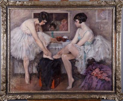 HENRI MOREAU (1869-1943)
La loge des Ballerines.
Huile...