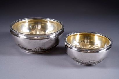 Paire de Coupes. Partiellement godronnées....