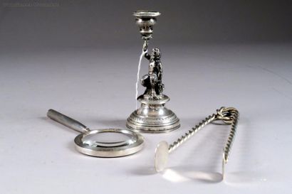 Loupe de Bureau. Argent guilloché. poinçon...