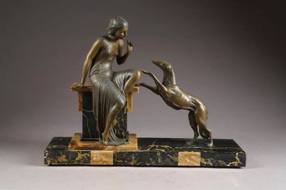 ECOLE FRANCAISE
Jeune femme et son Barzoï....
