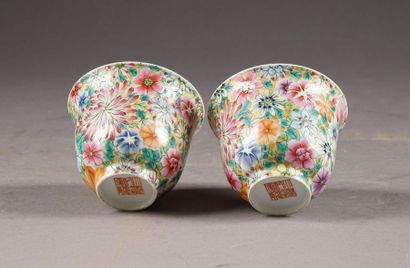 Paire de Sorbets. Décor millefiori sur champ...