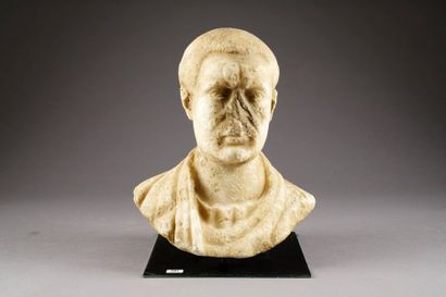 Buste de Sénateur Romain. Marbre blanc sculpté....