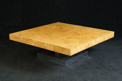 Table de Salon. Marquetée au carré. Fût et...