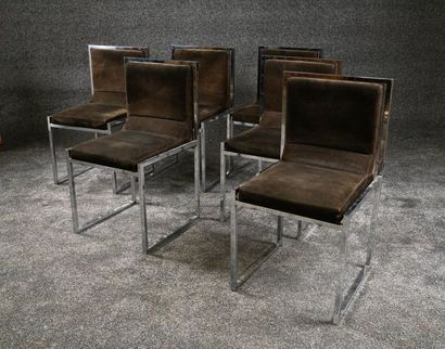 Suite de six Chaises. Structures en métal...