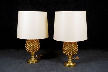 Paire de grandes Lampes de Salon “Ananas“....