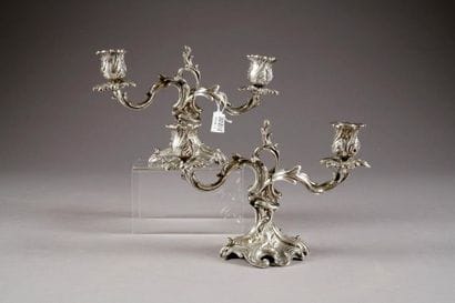 Paire de Flambeaux de Table, Louis XV, rocaille....