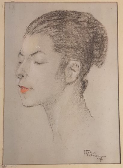 Jean-Gabriel DOMERGUE（1863-1938 年） 炭笔画 31...