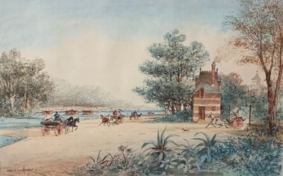 Emile HENRY (1842-1920)

Calèches dans un...