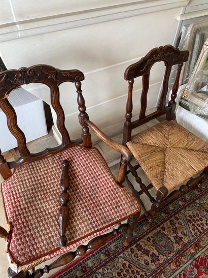 Ensemble de fauteuil et trois chaises pa...