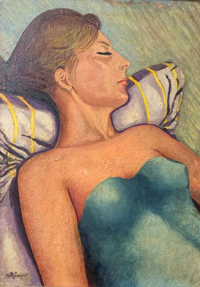 Ecole Moderne

Portrait de jeune femme endormie

Huile...