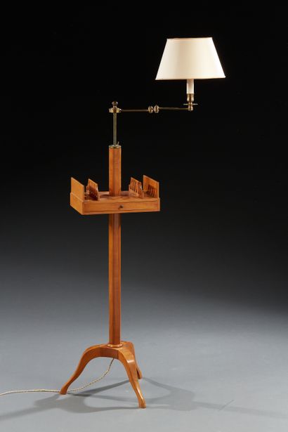 Lampadaire formant liseuse en bois naturel...