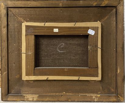 Ensemble de trois huiles sur toile représentant...